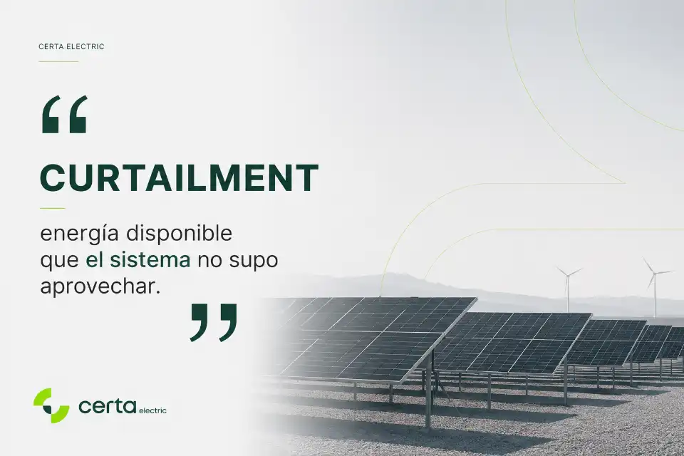 Curtailment: energía disponible que el sistema no supo aprovechar. Planta solar y aerogeneradores
