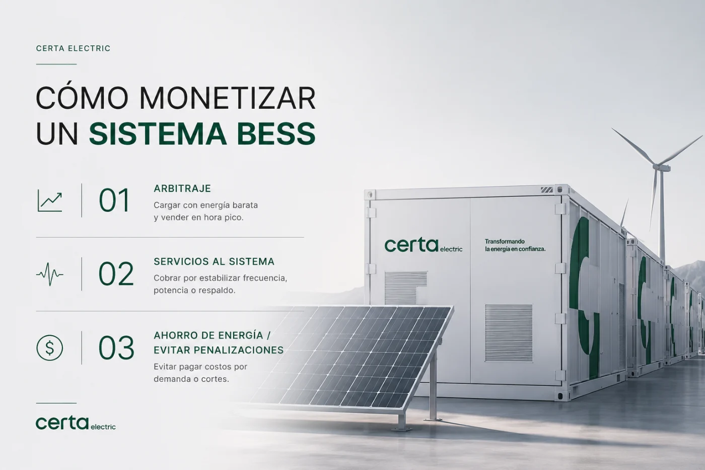 Las tres vías de monetización de un sistema BESS: arbitraje, servicios al sistema y ahorro de energía