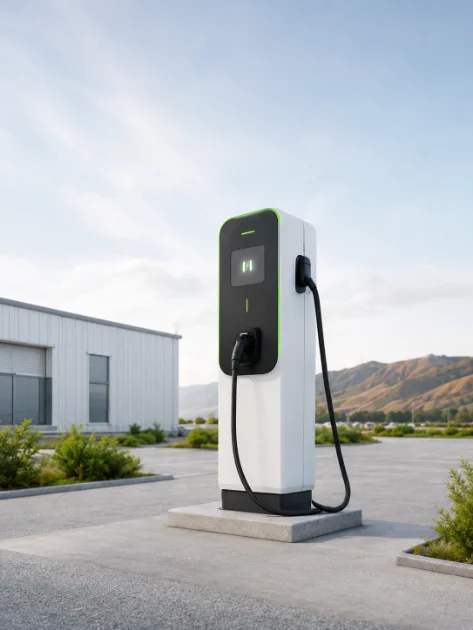 Cargadores para vehículos eléctricos en estacionamiento corporativo