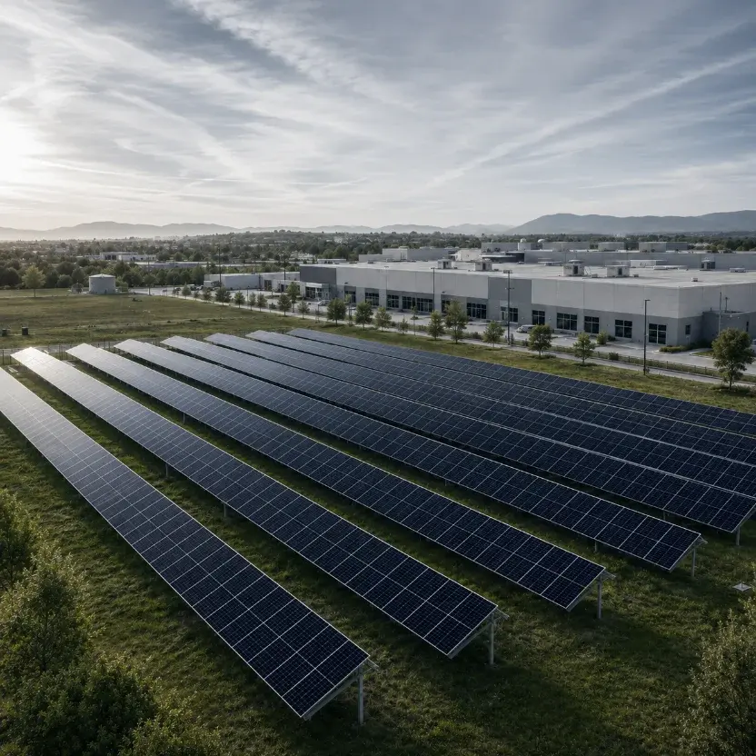 Planta solar fotovoltaica instalada sobre terreno